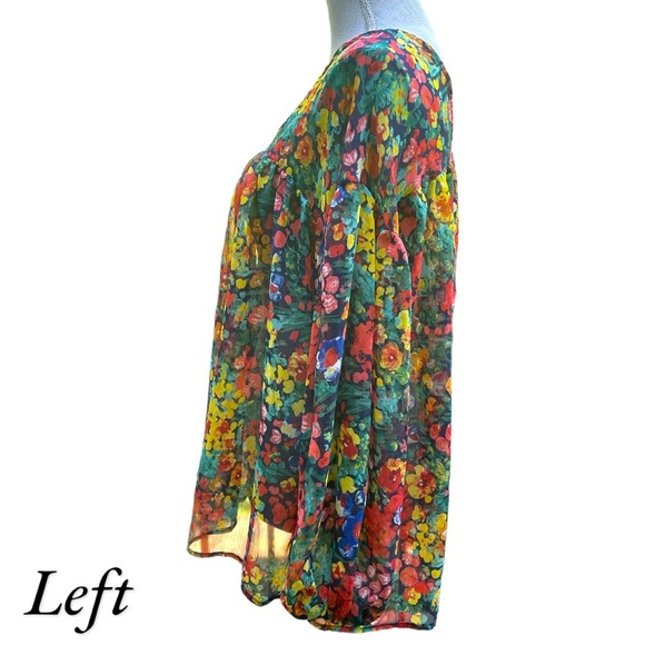 Bucket list: Happy Floral Chiffon Babydoll Top - Picture 2 of 8